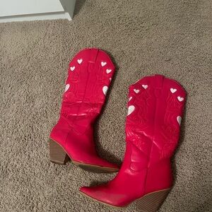 Red Heart Embellished Women's Cowboy Boots size 8